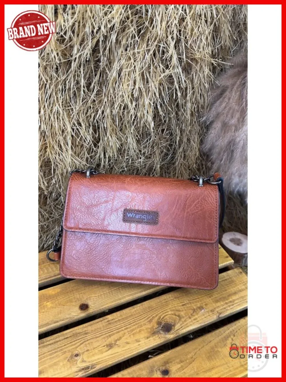 Faux Leather Crossbody Bag with Chain Strap